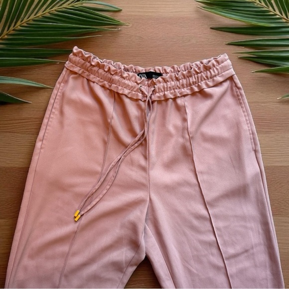 Zara Blush Pink Tapered Drawstring Pants – Size Small - Picture 2 of 9